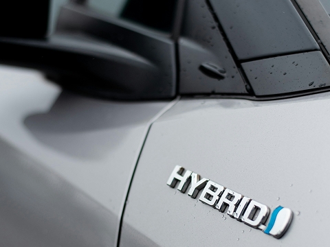 hybrid emblem on a car