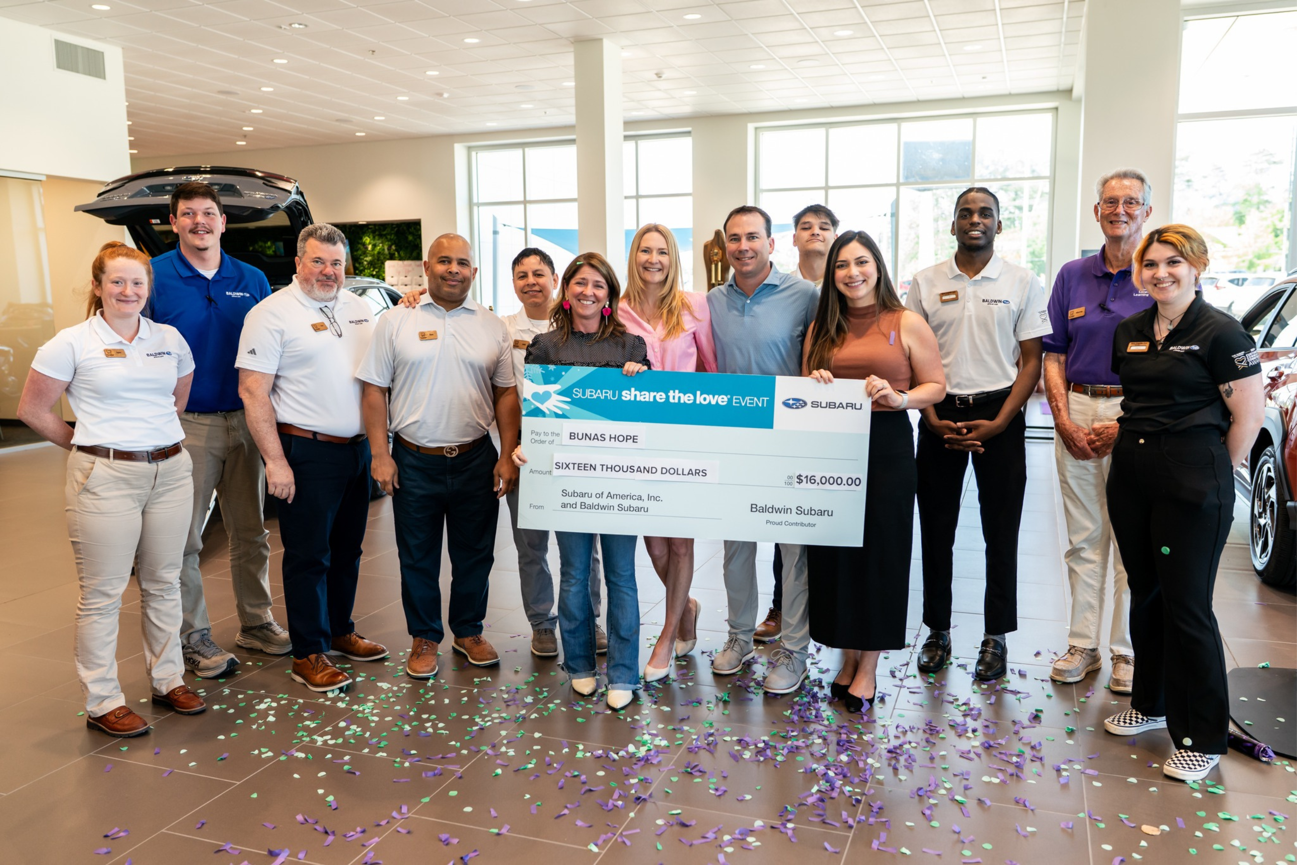 Baldwin Subaru team surprising Bunas Hope