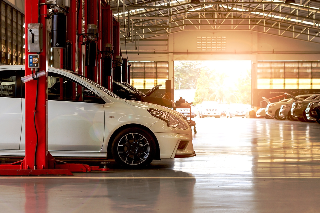 service bay stock image