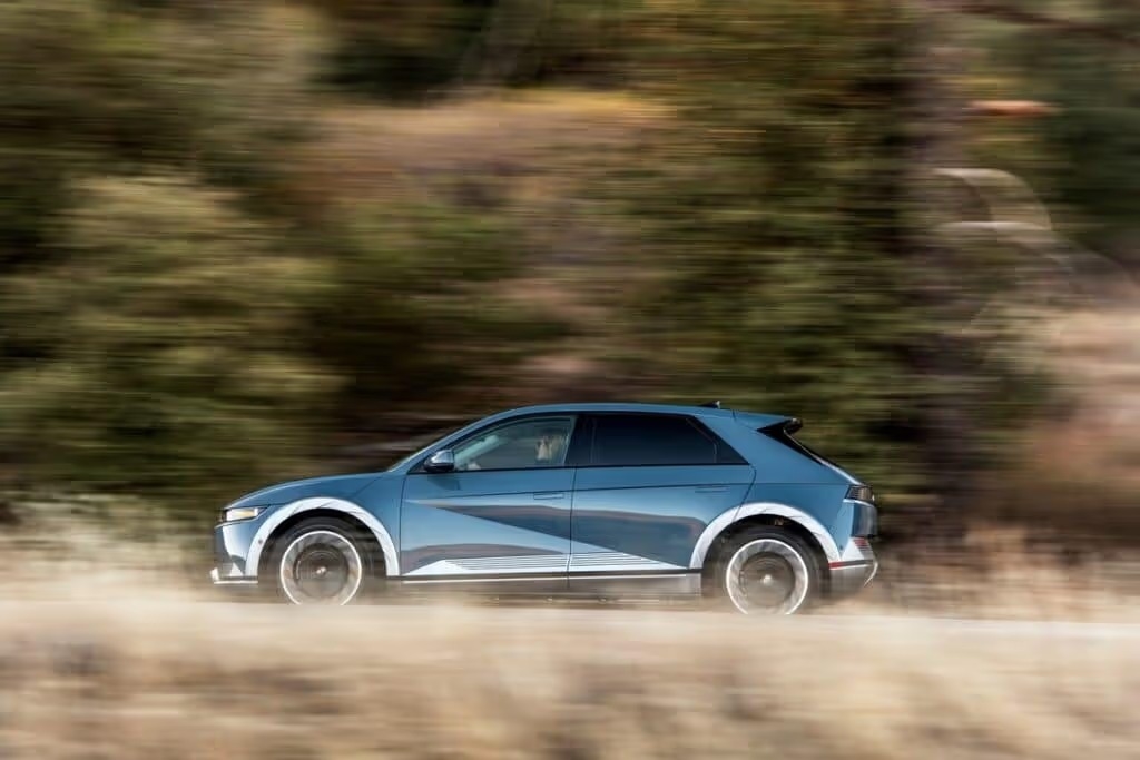 2023 Hyndai IONIQ 5 driving on windy mountain roads