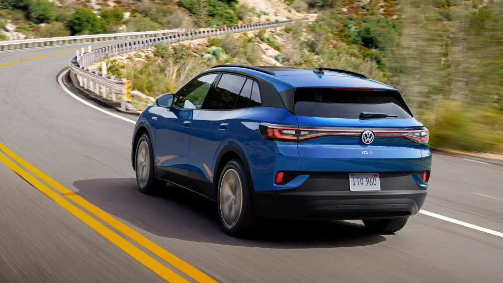 2026 VW ID.4 driving rear view