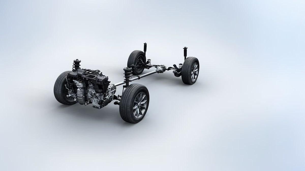 2026 Honda CR-V engine and chassis cutaway on studio background