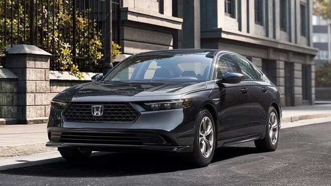 2026 Honda Accord sedan in dark gray parked on a city street
