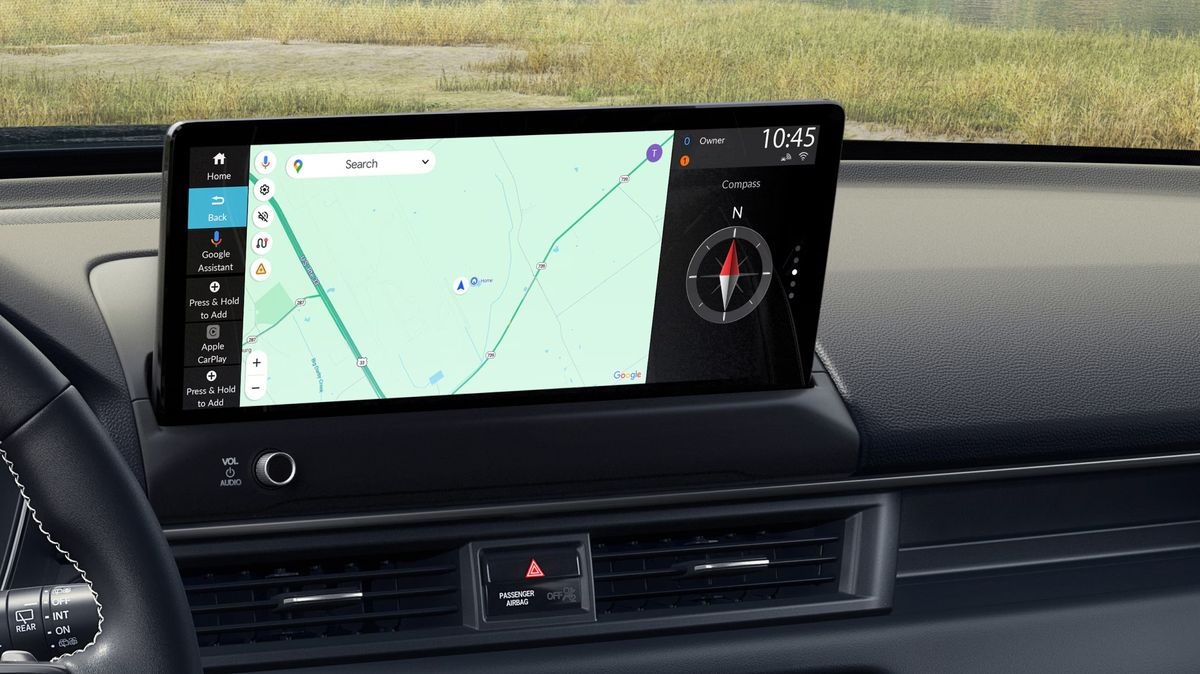 2026 Honda Pilot touchscreen showing Google Maps navigation, standard on every trim including Sport