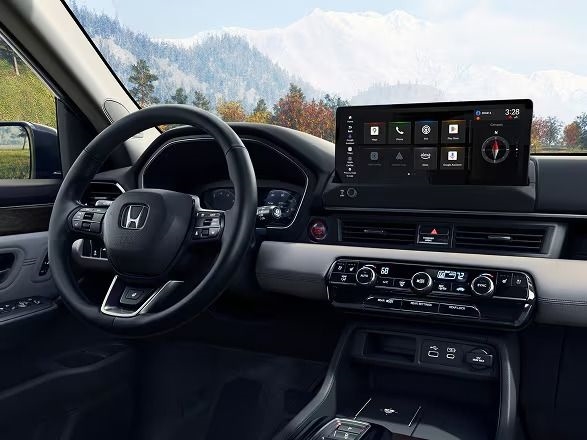 2026 Honda Pilot dashboard with the 12.3-inch Google-built-in touchscreen and digital gauge cluster