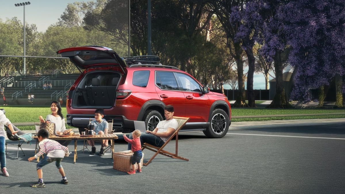 2026 Honda Pilot with tailgate open, loaded for a family outing