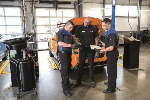 Image of a Master Mechanic Working on a Subaru