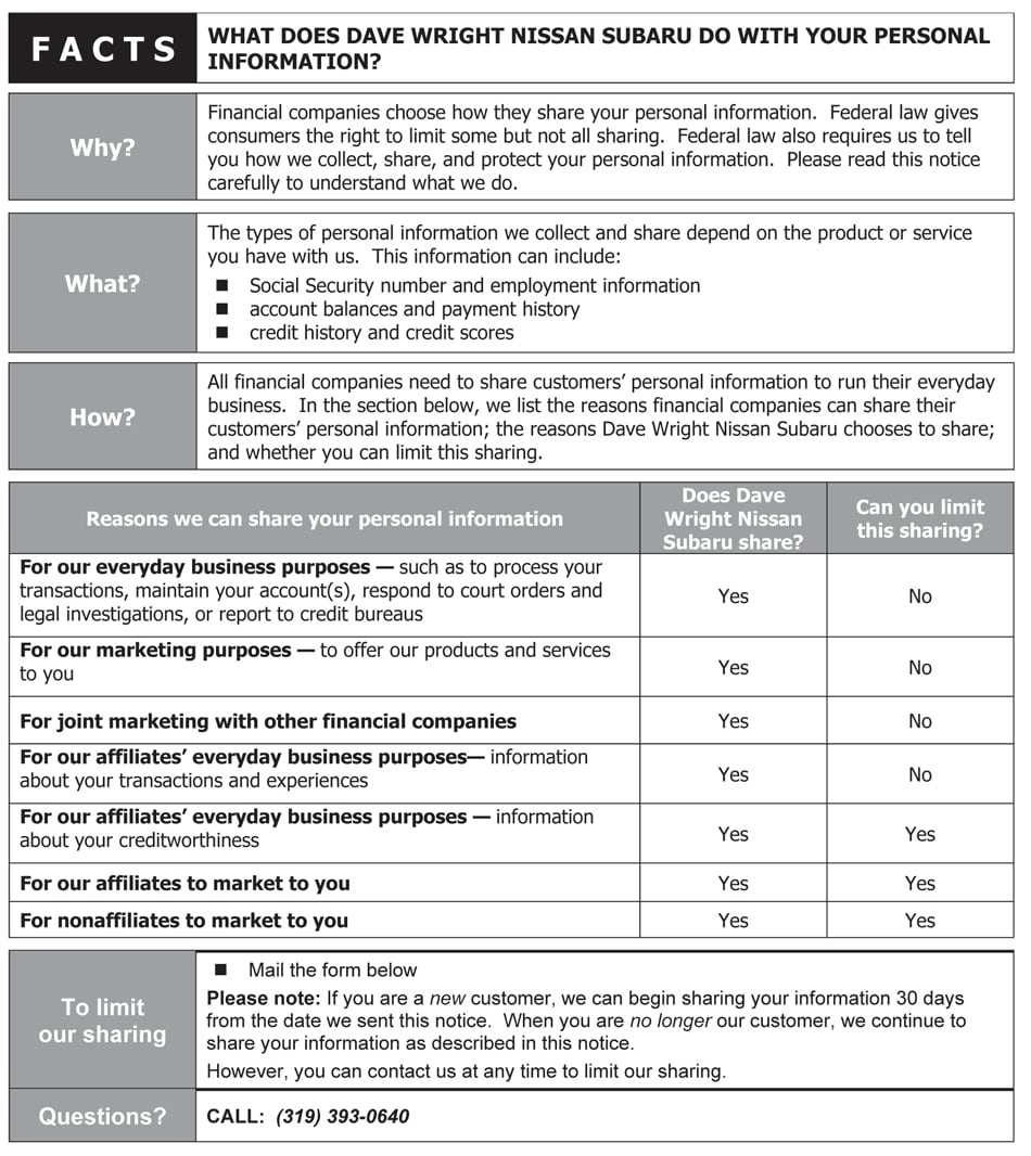 Subaru Finance Agreement | Subaru Near Cedar Rapids, IA