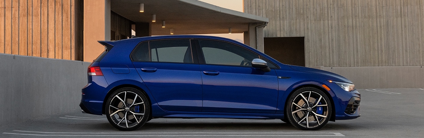 Lapis Blue 2023 VW Golf R Passenger Side Exterior