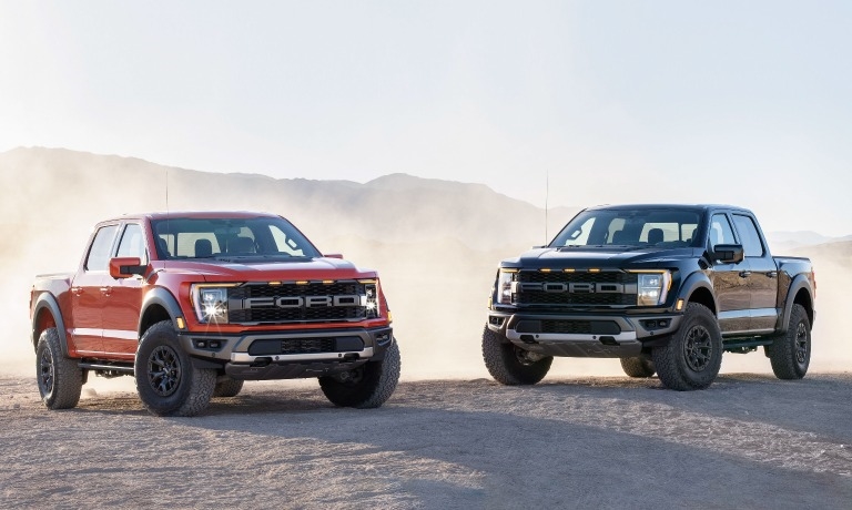 Two 2023 Ford F-150's in desert