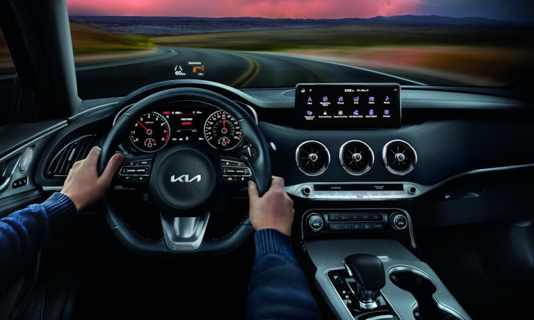 2023 Kia Forte driver's view with infotainment center and HUD