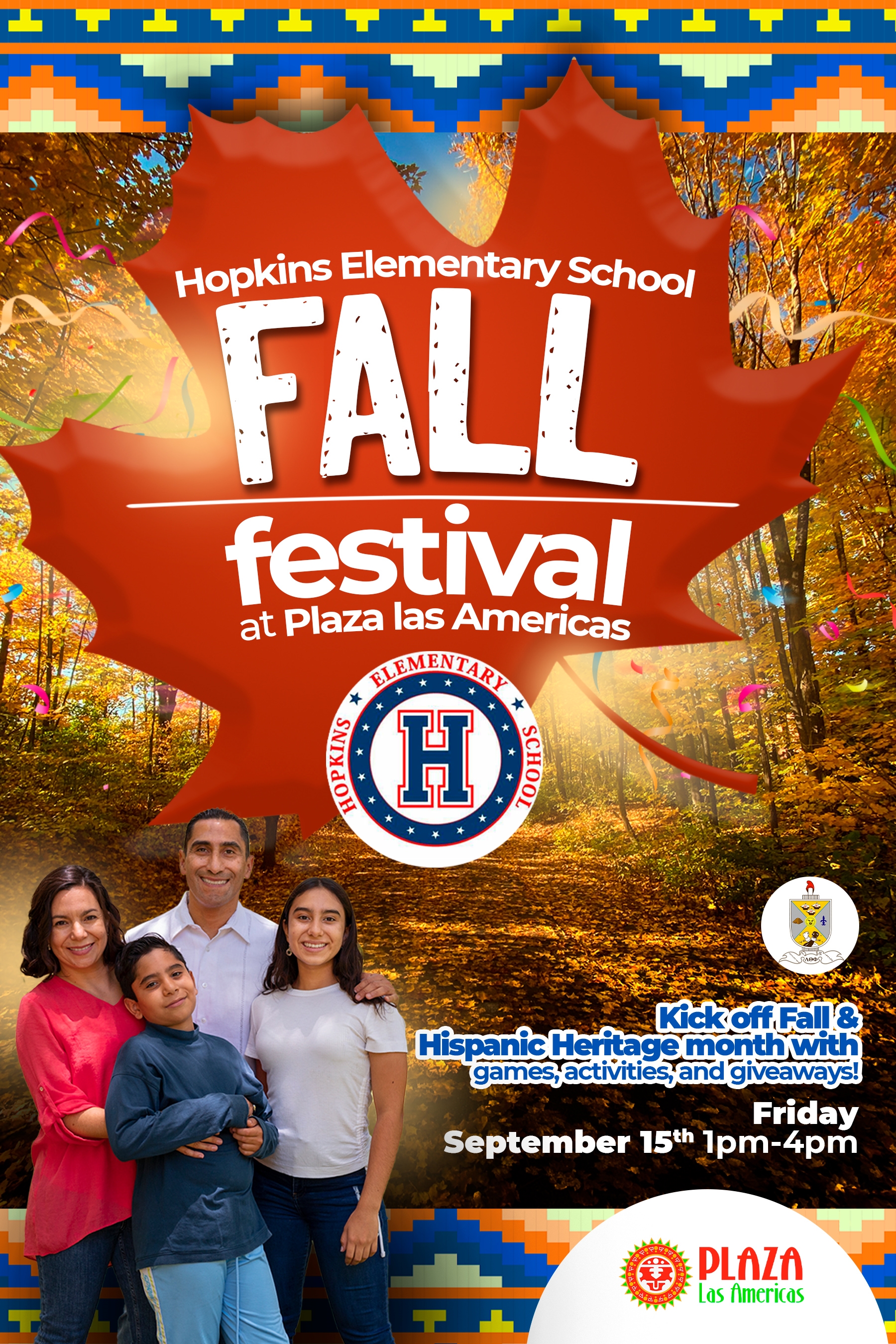 Hopkins Elementary School Fall Festival at Plaza Las Americas. Friday, September 15th from 1:00PM - 4:00PM