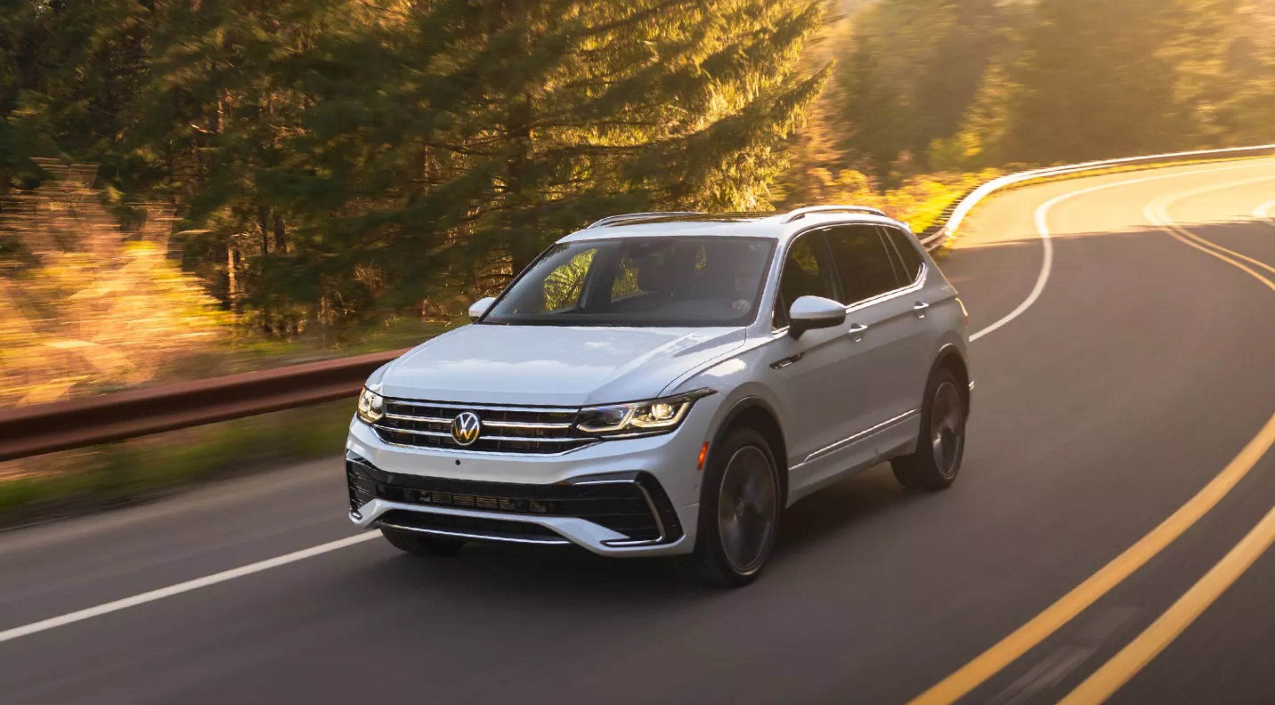 2024 Volkswagen Tiguan in white on mountain road