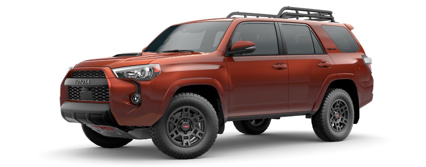 A red 2024 Toyota 4Runner TRD Pro is angled left.