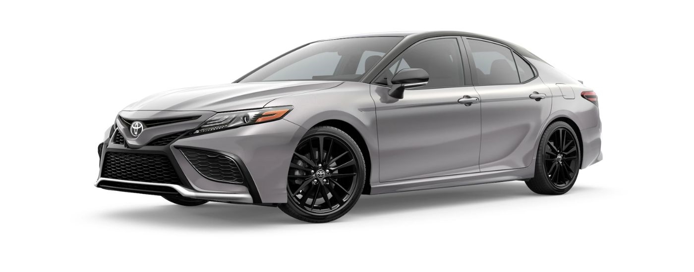 A grey 2024 Toyota Camry XSE is angled left.