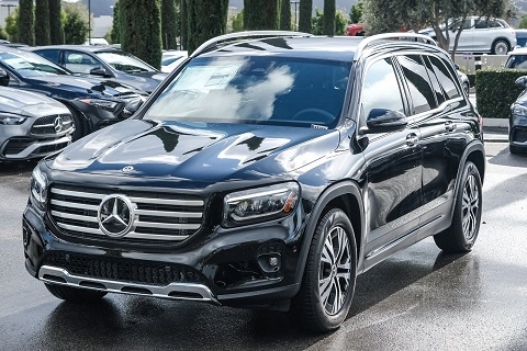 black 2024 Mercedes GLB SUV parked at a dealership in Temecula, CA