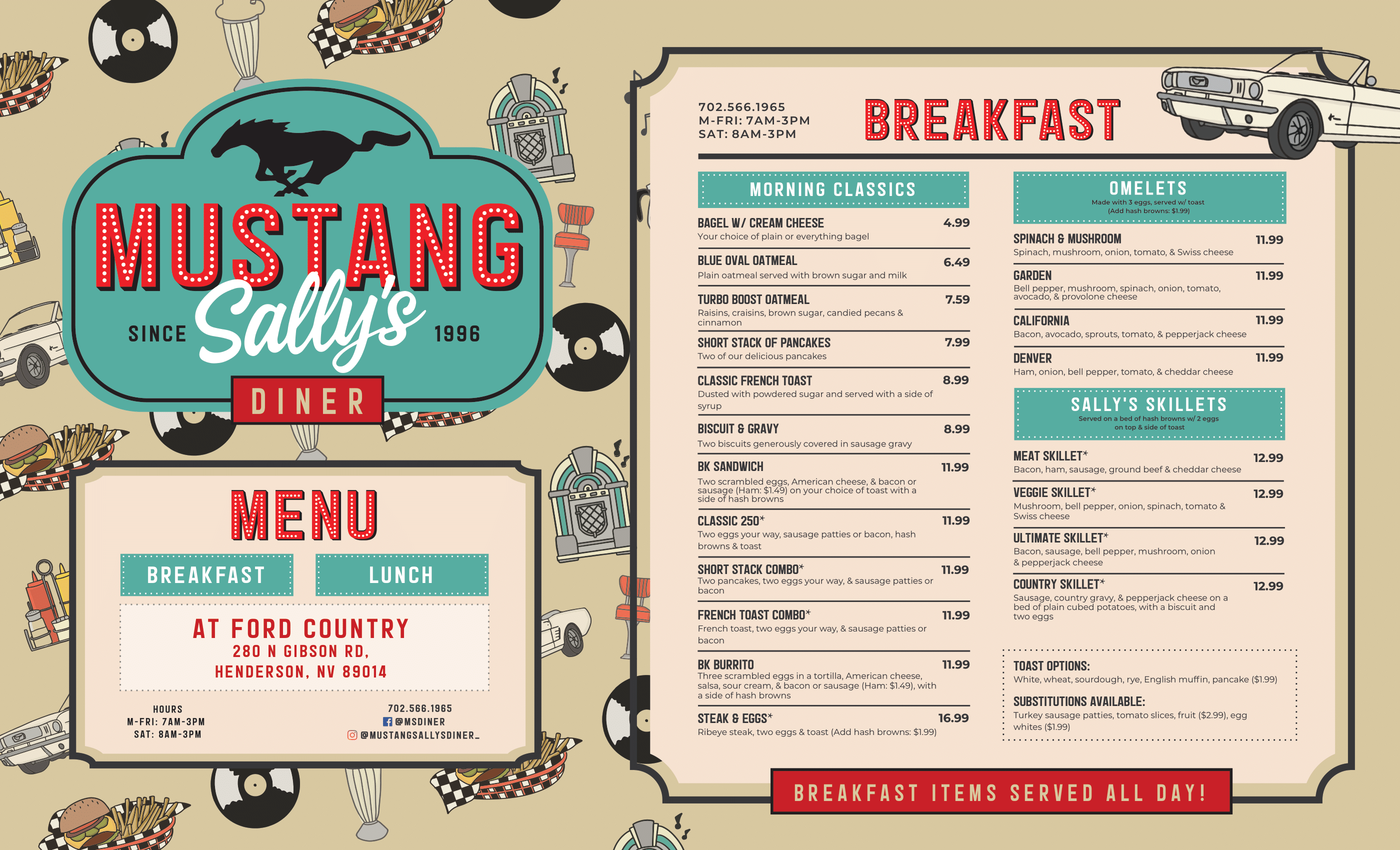 Mustang deals sally menu