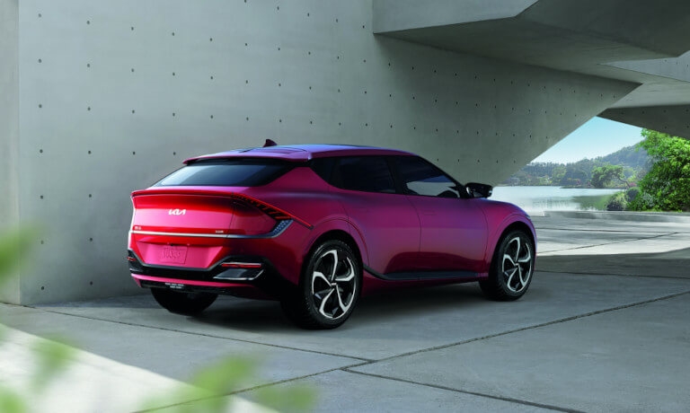 2024 Kia EV6 parked by a concrete building