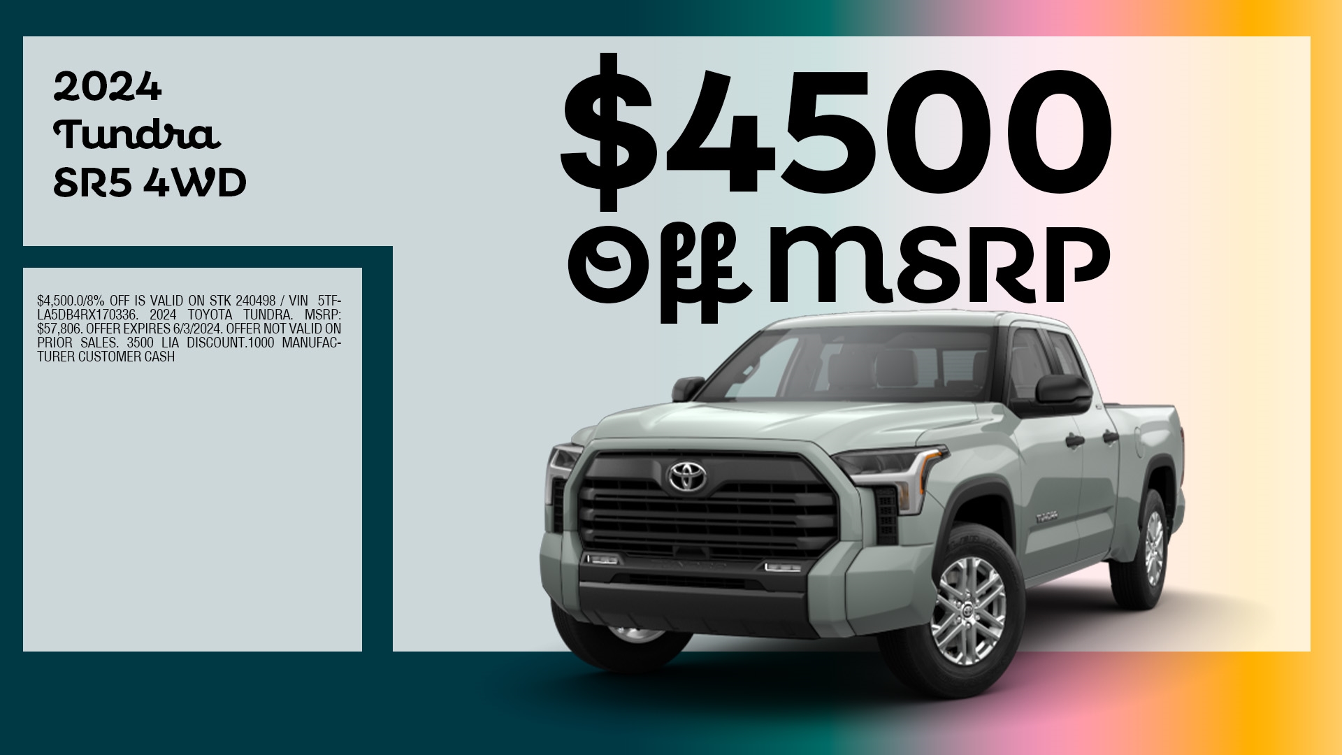tundra apr purchase special