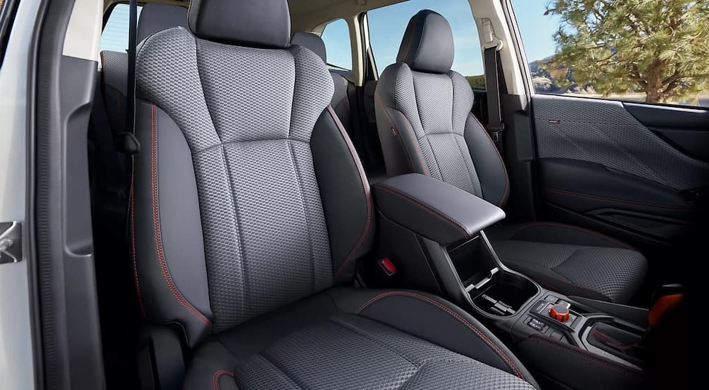 The gray interior in a 2024 Subaru Forester Sport is shown.