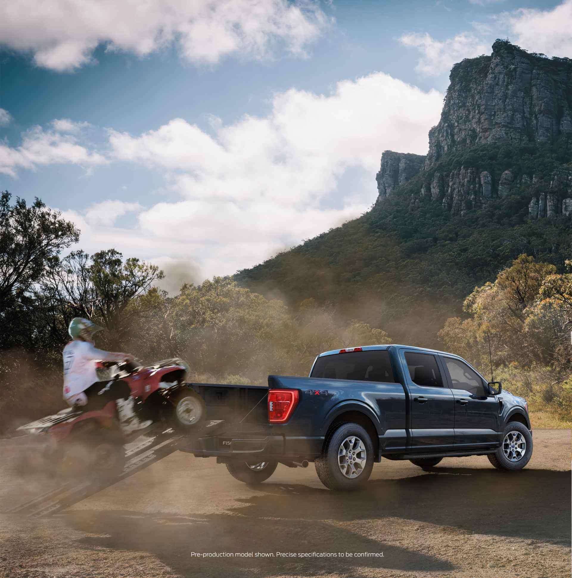 Ford F-150 reliably performing in the mountains with quadding equipment