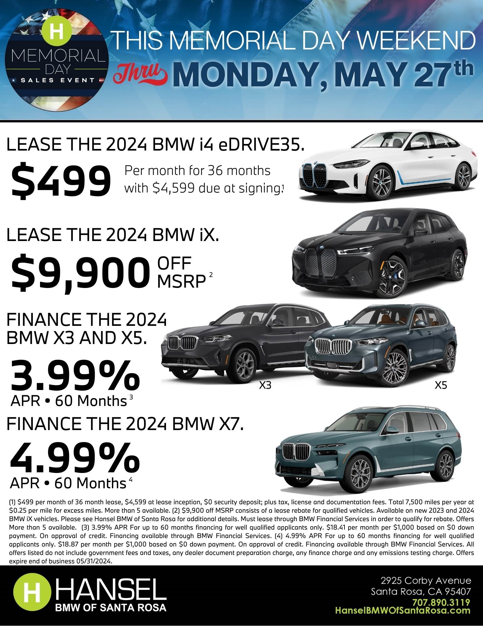 BMW Memorial Day Flyer