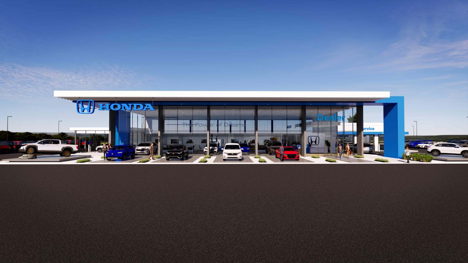 Honda Prologues charging at a futuristic dealership representing Imperial Valley Honda.