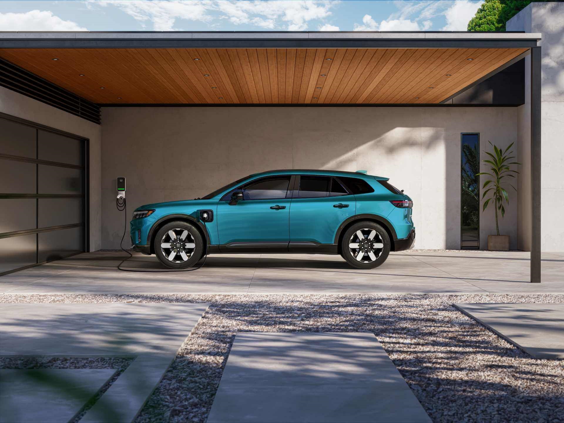 Honda Prologue charging on a charger built through the Honda Home Electrification program.