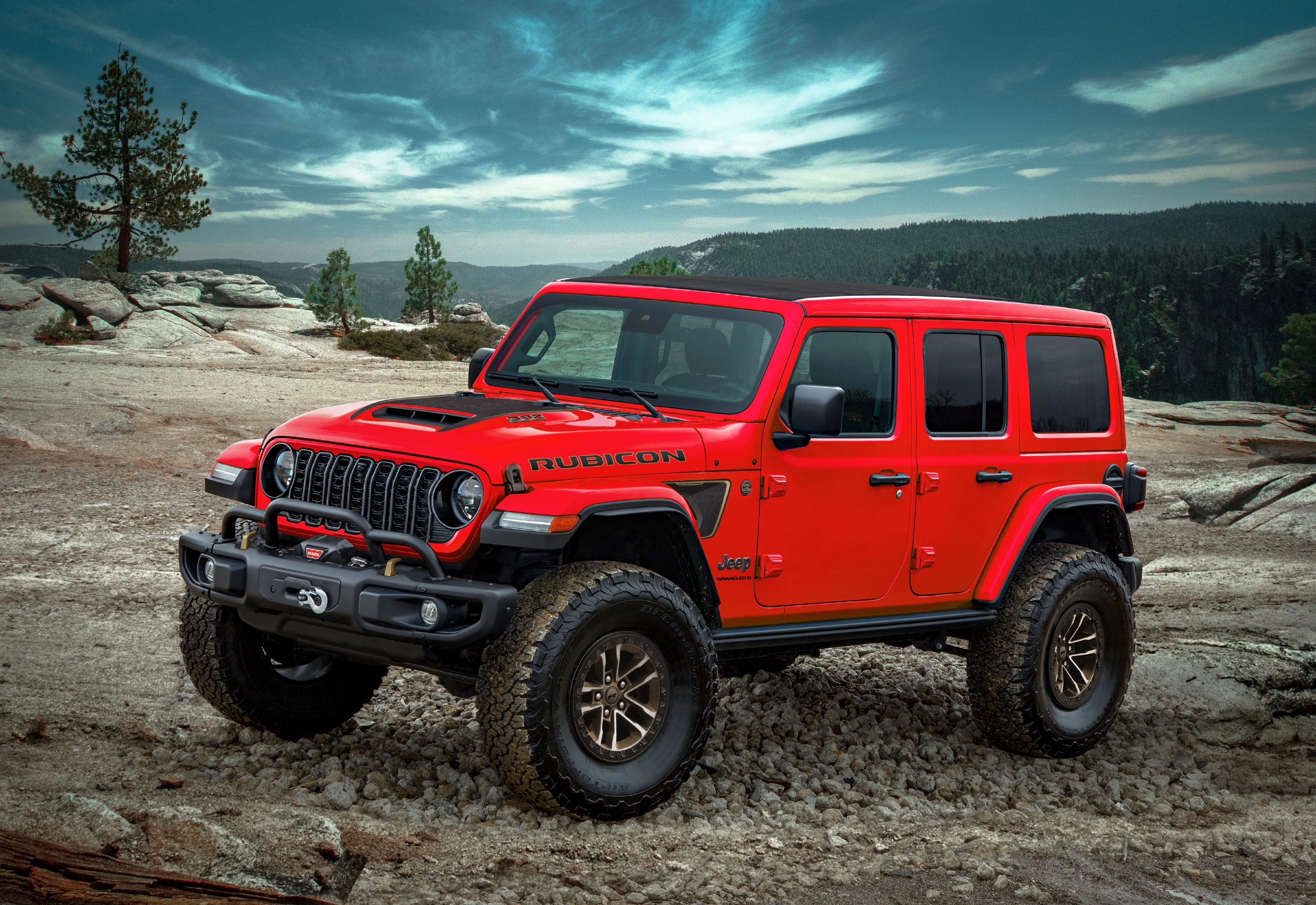 Red Jeep in Scenic View