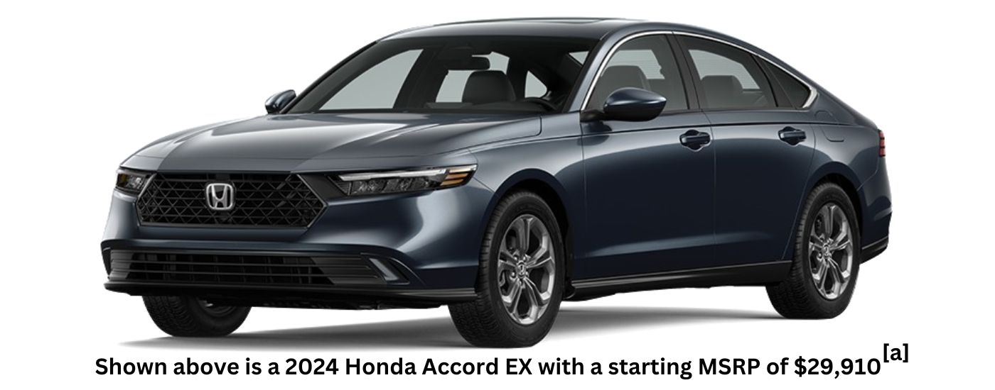 A grey 2024 Honda Accord EX is angled left.