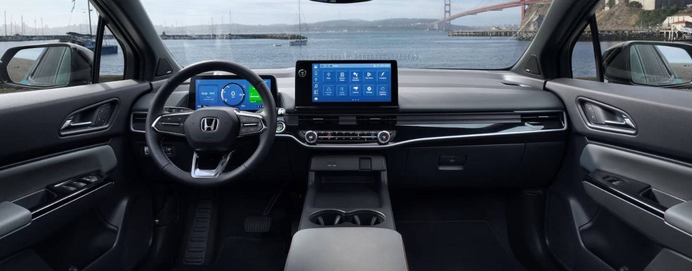 The black interior and dash of a 2024 Honda Prologue is shown.