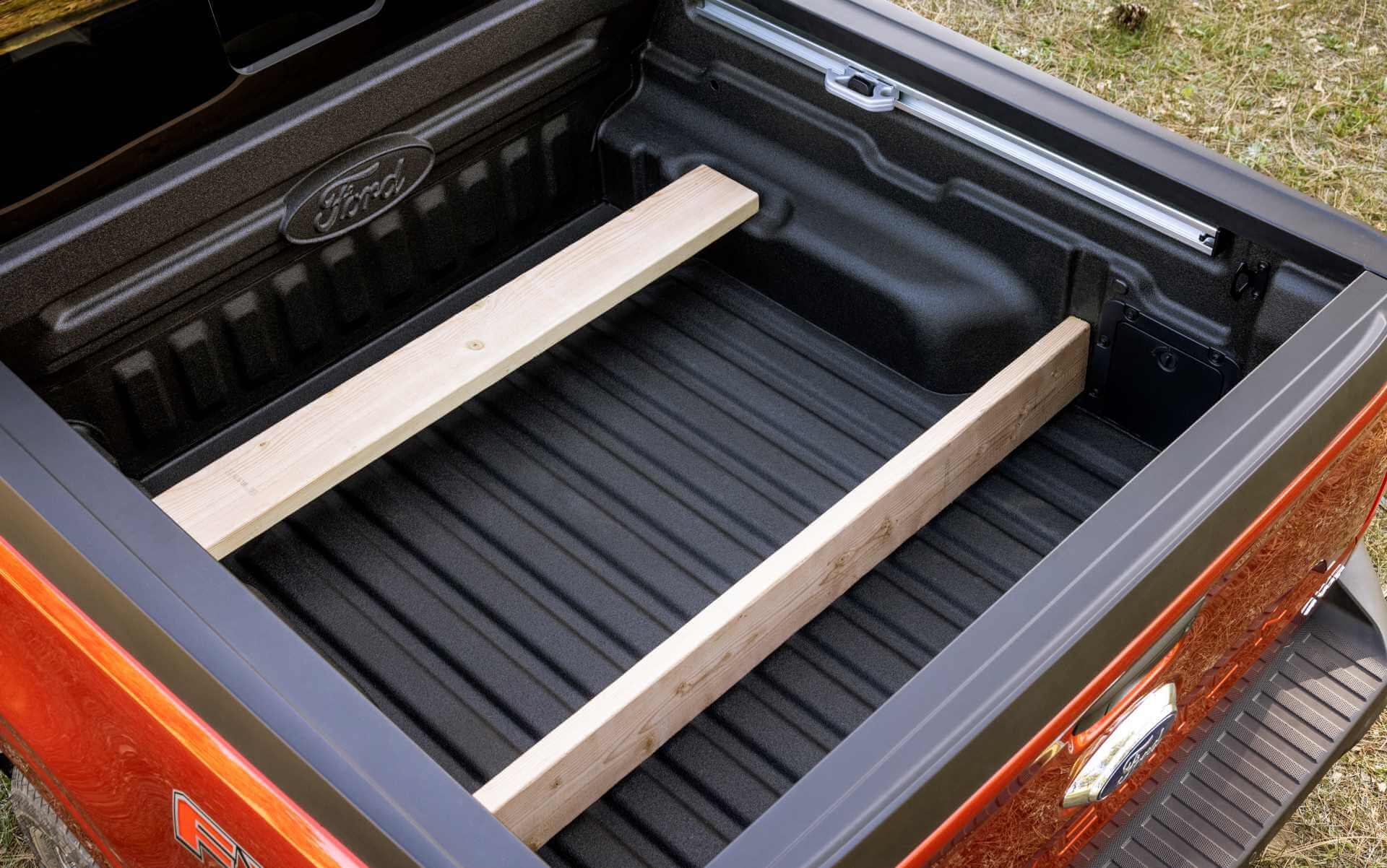 Ford Maverick FLEXBED with wooden inserts in place.