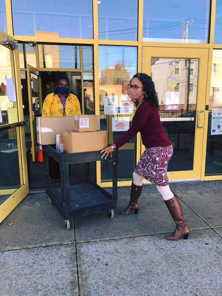 Carting School Supplies Into School Building