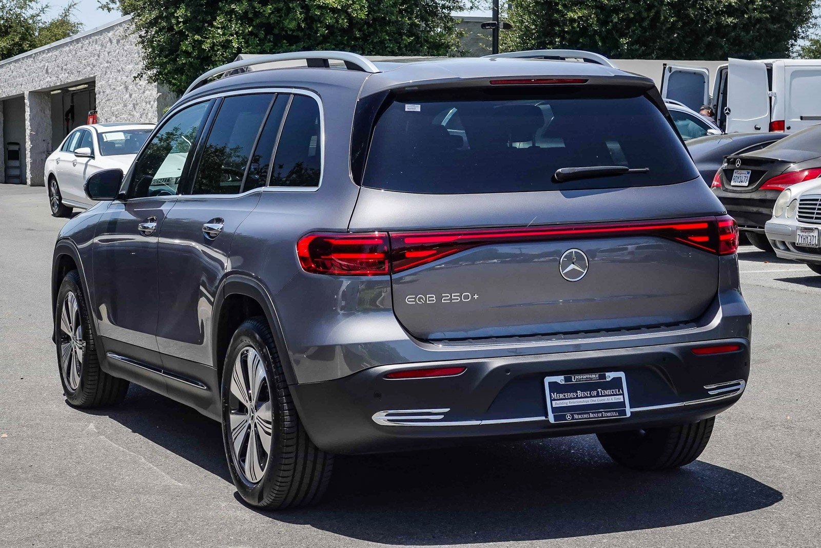 grey 2024 Mercedes EQB electric SUV parked outside of the Mercedes-Benz of Temecula dealership in temecula, ca