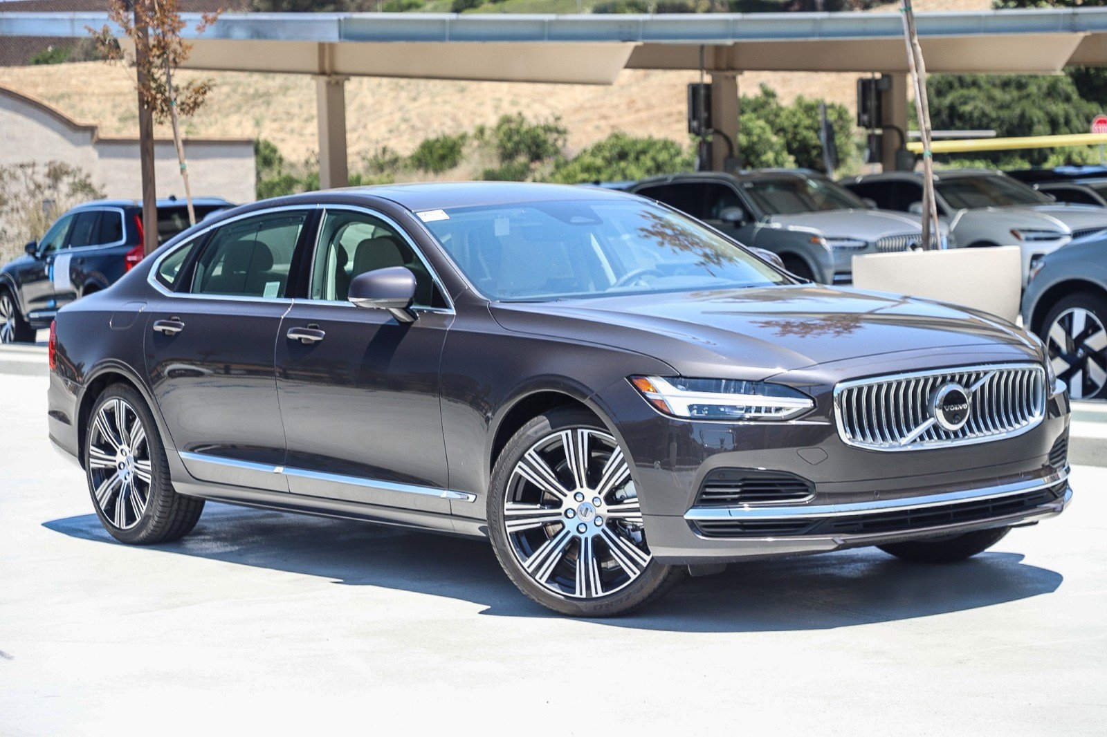 grey 2024 Volvo S90 sedan parked at the Volvo Cars Mission Viejo dealership in Mission Viejo, CA