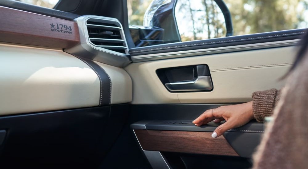 The tan and brown interior is shown in a 2024 Toyota Tundra 1794 Edition.