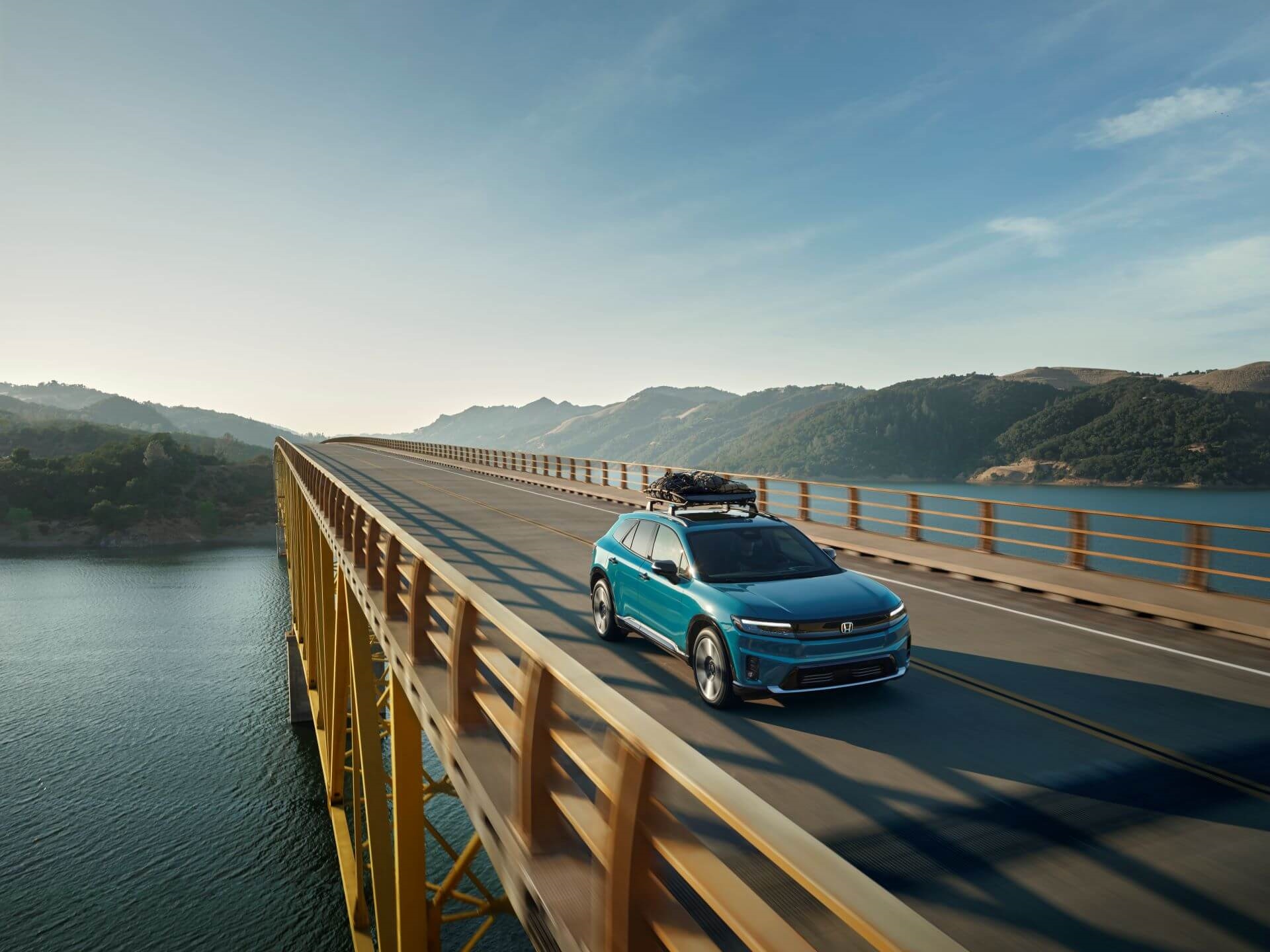 Used Honda Prologue crossing bridge in SoCal