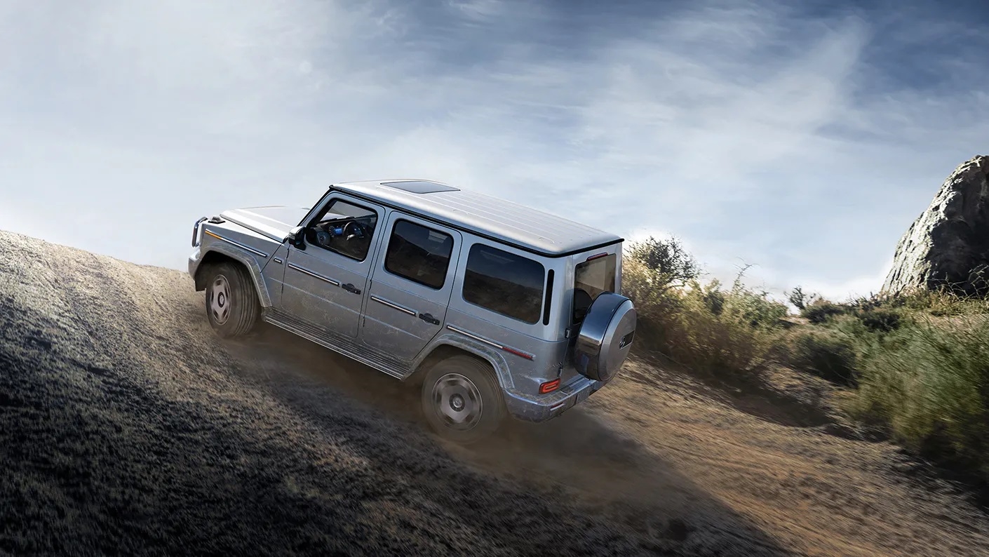 grey 2024 Mercedes G-class SUV going off road in Temecula, CA