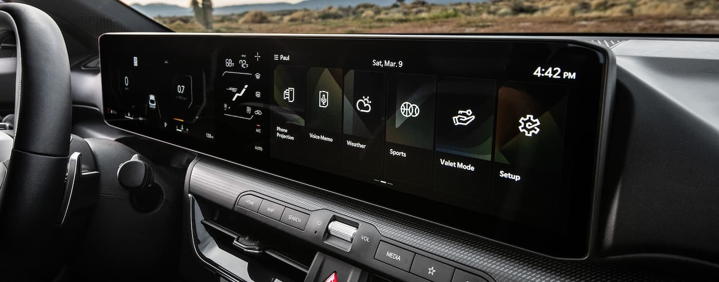 The dashboard and infotainment screen in a 2025 Kia K4 GT.