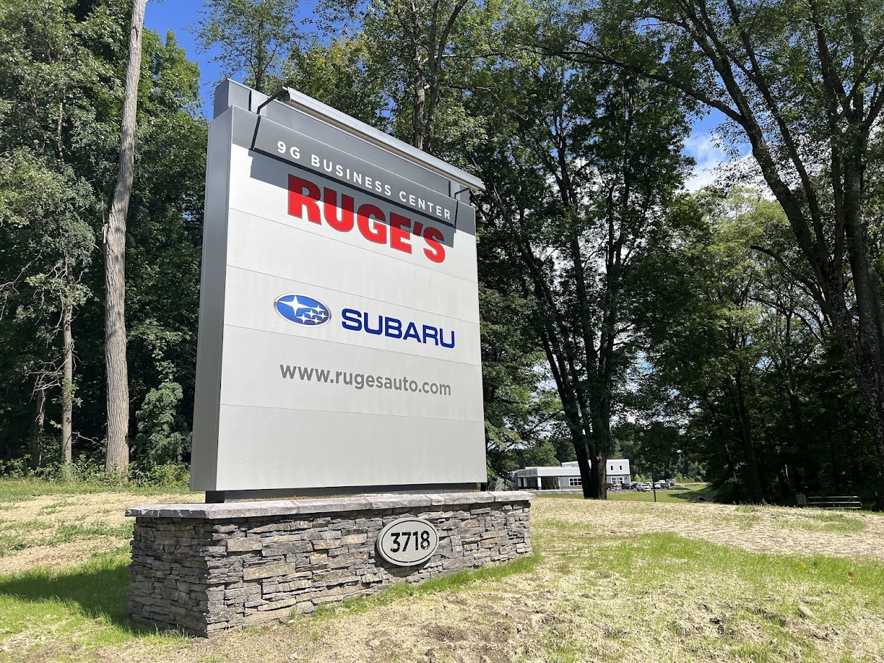 A Ruge's Subaru sign.