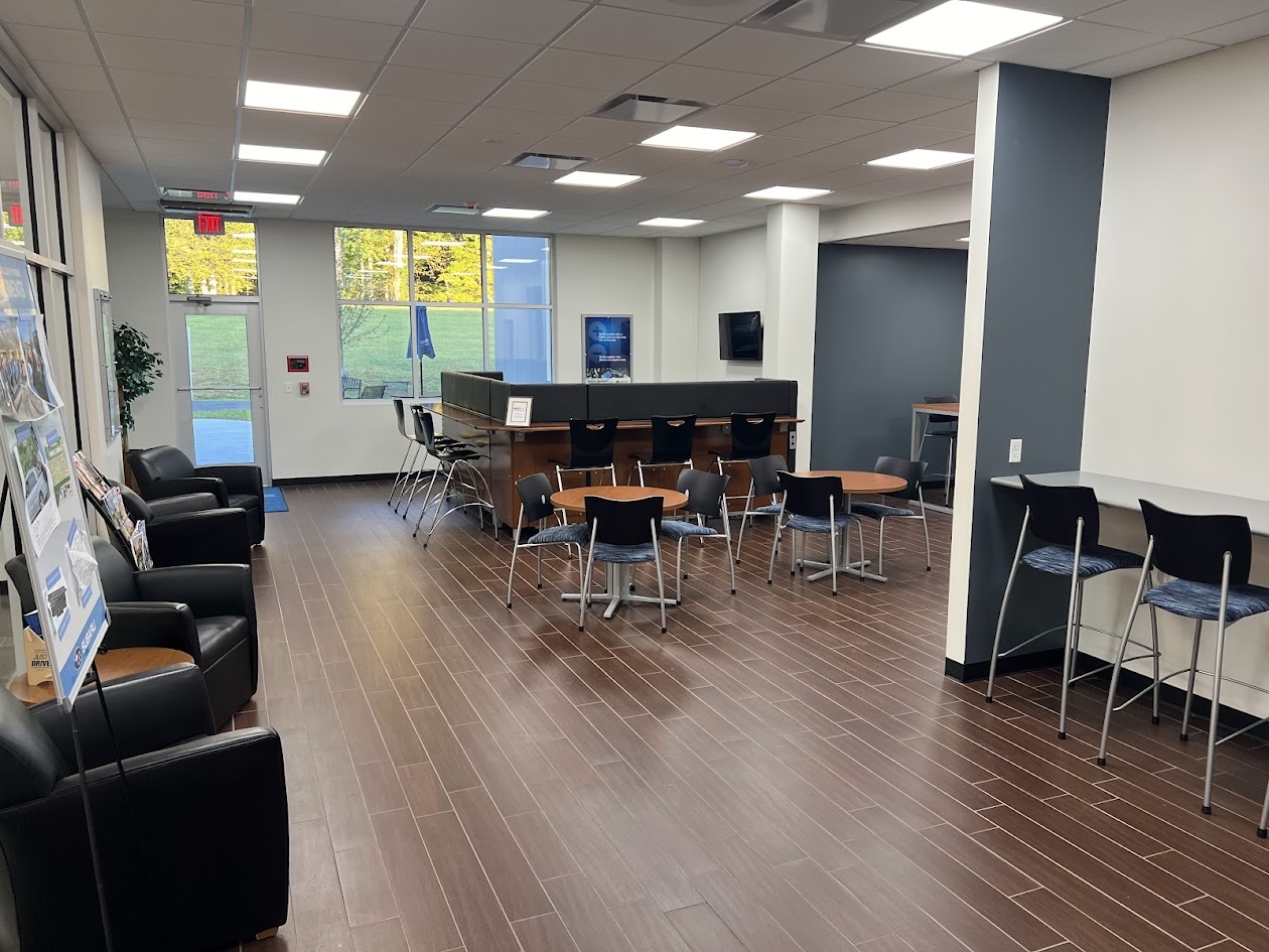 A service center waiting room.