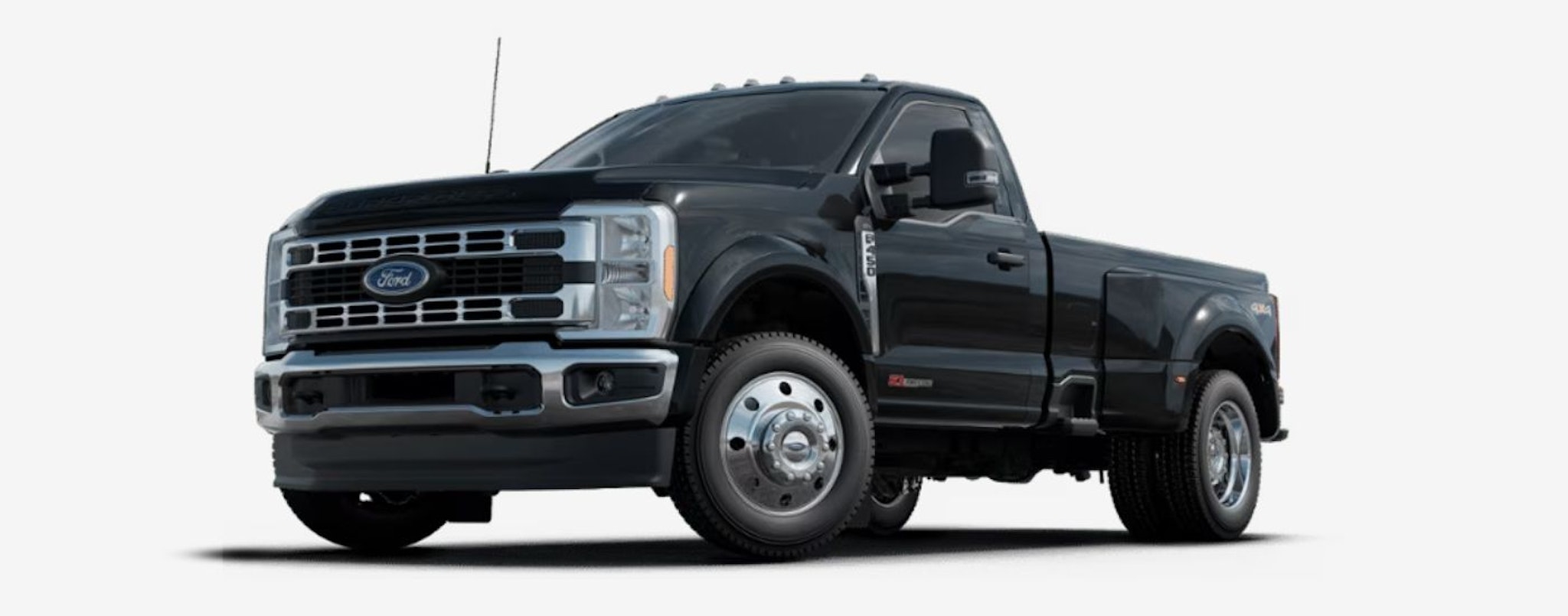 A black 2024 Ford Super Duty F-450 is shown angled left.