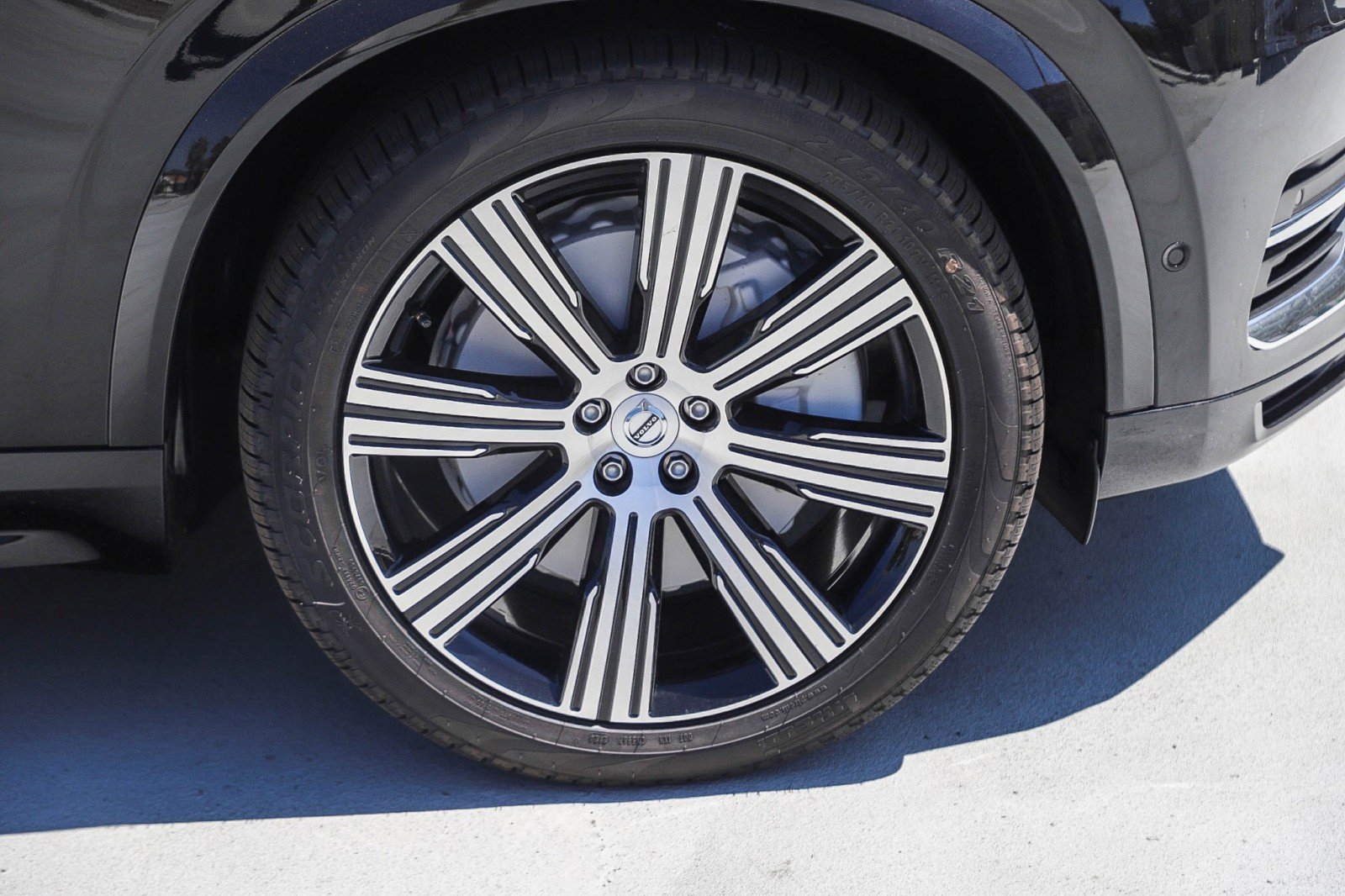 tires on a Volvo SUV parked at the Volvo Cars Mission Viejo dealership in Mission Viejo, CA