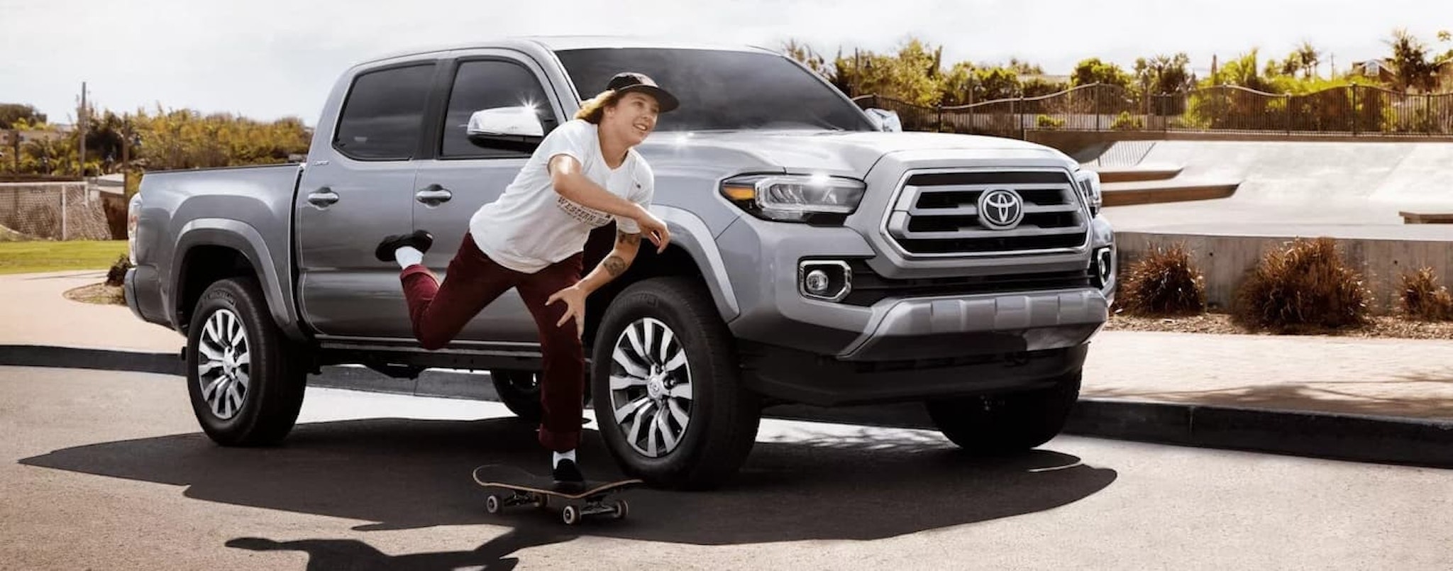 A silver 2022 Toyota Tacoma Limited is shown after leaving a used Toyota dealer near Brattleboro, VT.