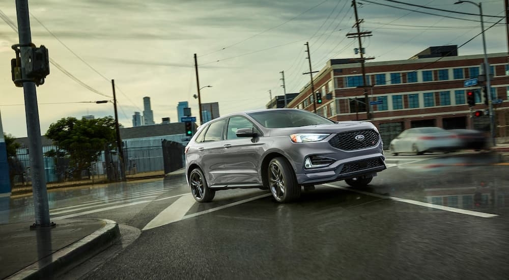 A grey 2022 Ford Edge ST is shown from the front at an angle.