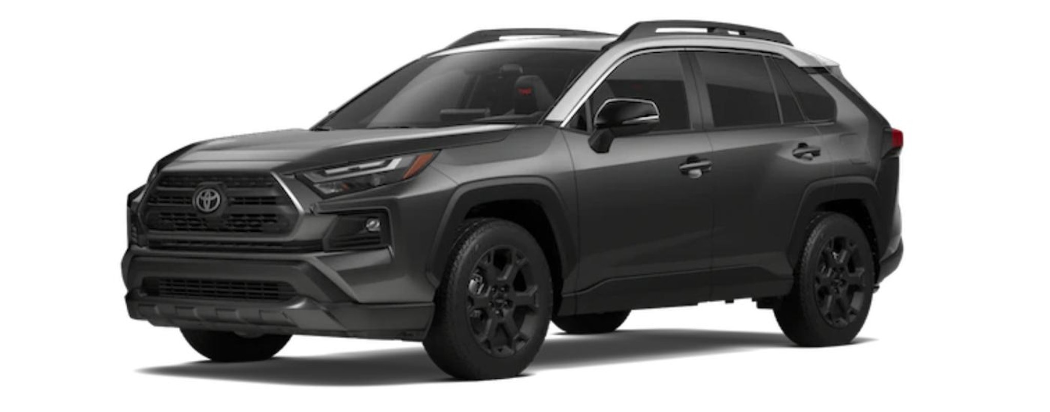 A black 2023 Toyota RAV4 is shown angled left.