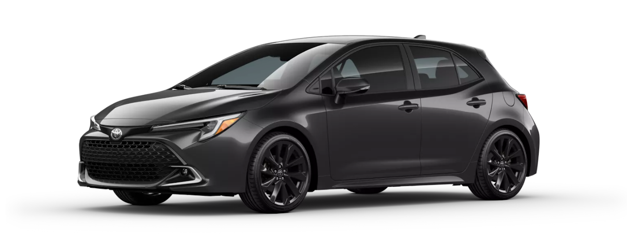 A dark grey 2025 Toyota Corolla Hatchback XSE angled left on a white background.