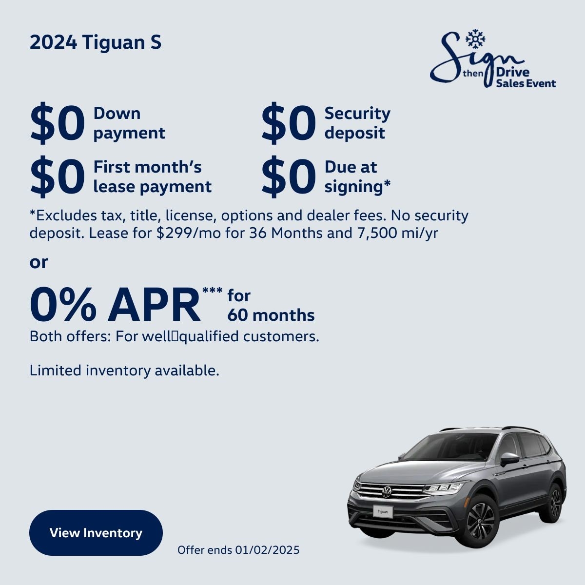 2024 Volkswagen Tiguan S SRP Card Step 1