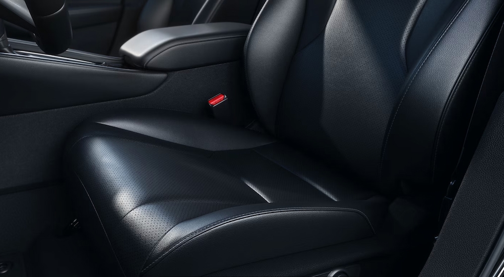 Black leather upholstery in a 2025 Honda Accord Touring Hybrid.