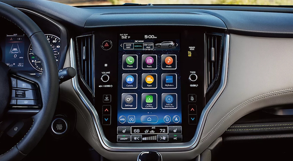 Close-up of the STARLINK infotainment system in a 2025 Subaru Outback for sale near Poughkeepsie.